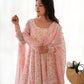 Floral Chiffon Anarkali Set with Triangle Lace Dupatta