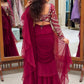Wine Ready to Wear Ruffle Lehenga Saree