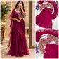 Wine Ready to Wear Ruffle Lehenga Saree