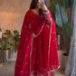 Shimmer Silk Sequin Anarkali with Pant Set