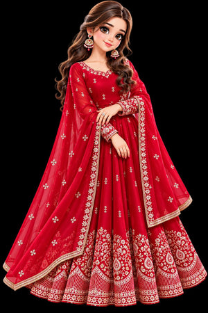 Shimmer Silk Sequin Anarkali with Pant Set
