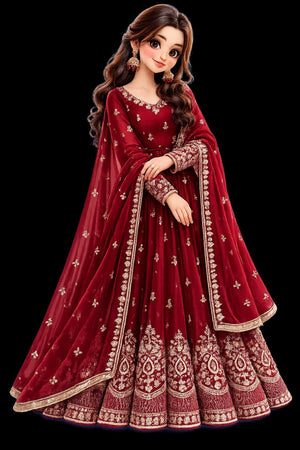 Shimmer Silk Sequin Anarkali with Pant Set