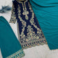 Navy Crepe Silk Kurta Palazzo Set