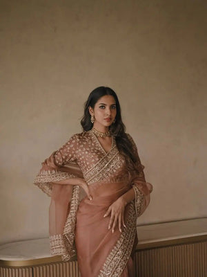 Copper Rose Tibby Saree and Blouse