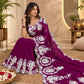 Thread Embroidered Organza Saree with Cutwork