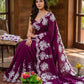 Thread Embroidered Organza Saree with Cutwork