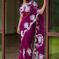 Thread Embroidered Organza Saree with Cutwork
