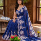 Thread Embroidered Organza Saree with Cutwork