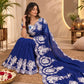Thread Embroidered Organza Saree with Cutwork