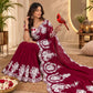 Thread Embroidered Organza Saree with Cutwork