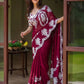 Thread Embroidered Organza Saree with Cutwork