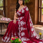 Thread Embroidered Organza Saree with Cutwork