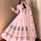 Peacock Print Anarkali Gown with Dupatta