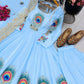 Peacock Print Anarkali Gown with Dupatta