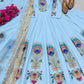 Peacock Print Anarkali Gown with Dupatta