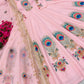 Peacock Print Anarkali Gown with Dupatta