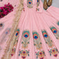 Peacock Print Anarkali Gown with Dupatta