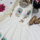 Peacock Print Anarkali Gown with Dupatta