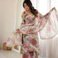 Floral Print Organza Kurta Palazzo Set