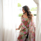 Floral Print Organza Kurta Palazzo Set
