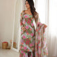 Floral Print Organza Kurta Palazzo Set