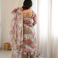 Floral Print Organza Kurta Palazzo Set