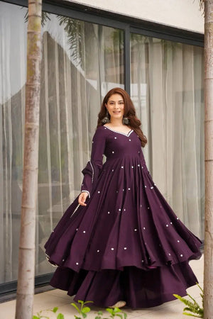 Embroidered Faux Georgette Anarkali Suit Set