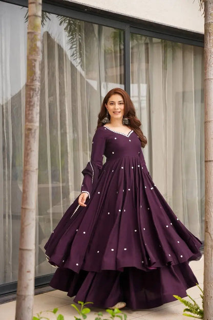Embroidered Faux Georgette Anarkali Suit Set