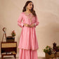 Blush Chinnon Kurta Sharara Set with Coin Lace