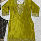 Olive Chinnon Silk Sharara Set with Dupatta