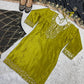 Olive Chinnon Silk Sharara Set with Dupatta