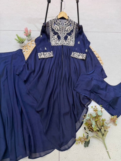 Indo-Western Lehenga Set with Embroidered Shrug