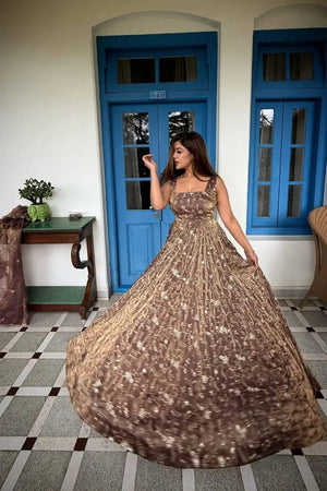 Mauve Shot Silk Floral Gown