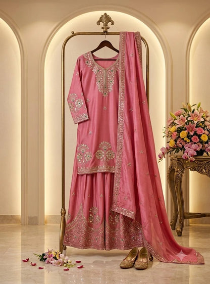 Ivory Stone Embroidered Sharara Set