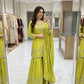 Ivory Stone Embroidered Sharara Set