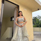 Ivory Silver Embroidered Faux Georgette Lehenga Set