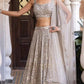 Ivory Silver Embroidered Faux Georgette Lehenga Set