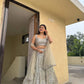 Ivory Silver Embroidered Faux Georgette Lehenga Set