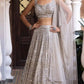 Ivory Silver Embroidered Faux Georgette Lehenga Set