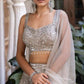 Ivory Silver Embroidered Faux Georgette Lehenga Set