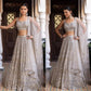 Ivory Silver Embroidered Faux Georgette Lehenga Set