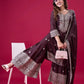 Designer Chinnon Silk Sharara Suit with Embroidery and Dupatta
