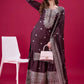 Designer Chinnon Silk Sharara Suit with Embroidery and Dupatta