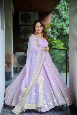 Designer Luxury Sequined Anarkali Gown Set with Dupatta