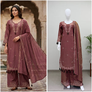 Mauve Tassel Neck Kurta Set