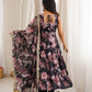 Pure Muslin Floral Print Partywear Gown Set