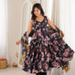 Pure Muslin Floral Print Partywear Gown Set