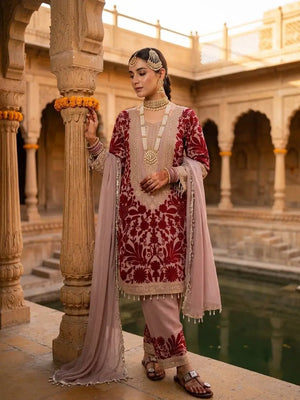 Blush Pink Chain Stitch Kurta Palazzo Set