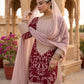 Blush Pink Chain Stitch Kurta Palazzo Set