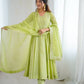 Embroidered Crunchy Silk Anarkali Gown Set with Dupatta